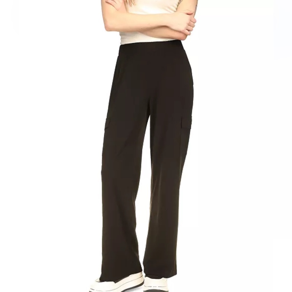 Michael Kors Women's High-Rise Wide-Leg Cargo Pants Black L